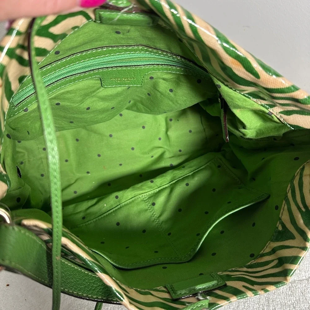 Kate Spade Green Cream Zebra Print Handbag - Picture 3 of 8